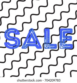 Sale Banner Template Design Vector. Abstract Texture White Background. Beautiful Discount for Shop, Sale banners. Background with Wavy Black Lines.