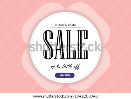 Sale banner template design. Vector illustration in pink color.