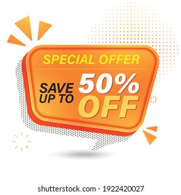 Sale banner template design for web, Sale special offer save up to 50% off.