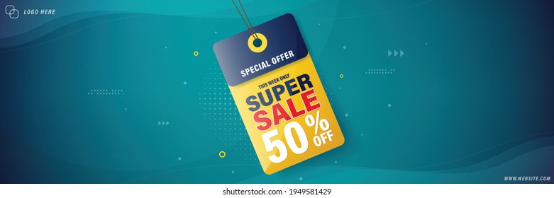 Sale banner template design for web or social media, Super sale 50% off.