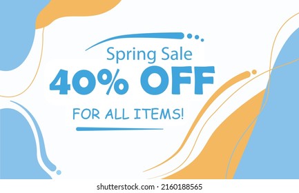 Sale banner template design with yellow and blue background, Big special sale up to 40% off.