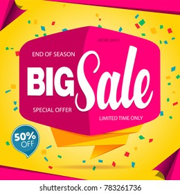 Sale banner template design yellow and pink