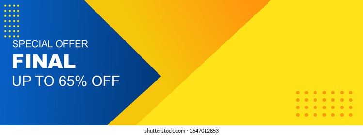 Sale banner template design.A banner yellow blue background. Big sale special offer. vector abstract background