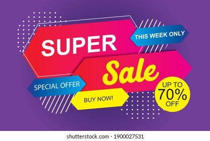 Sale banner template design,Super Sale end of season special offer banner. vector illustrations.