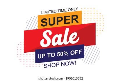 Sale banner template design,Super Sale end of season special offer banner. vector illustrations.