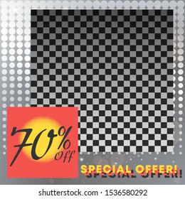 Sale banner template with empty space for product image. Vector illustration.