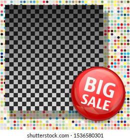 Sale banner template with empty space for product image. Vector illustration.