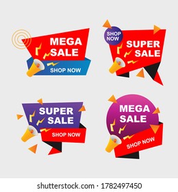 Sale banner template, mega sale. - Vector.