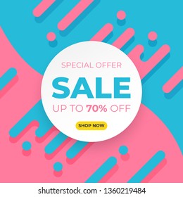 Sale banner template in modern design with dynamic geometric shape. Social media banner template, voucher, discount, season sale