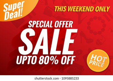 sale banner template on red background