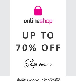 sale banner template for online shop and other. up to 70% off.
