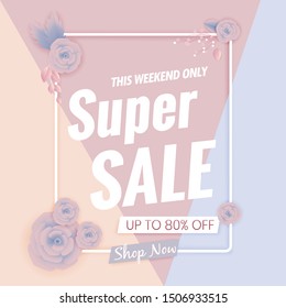 Sale banner template. Pastel design background. Vector illustration