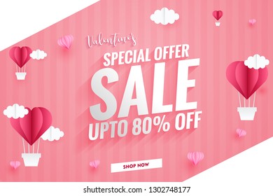 sale banner template pink.Valentine's day background.