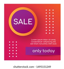 Sale banner, template for social media post promotion. Geometric square background with text space, abstract elements. Sale, discount promo layout 