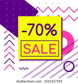 Sale banner, template for social media post promotion. Geometric square background with text space, abstract elements. Sale, discount promo, email, newsletter layout