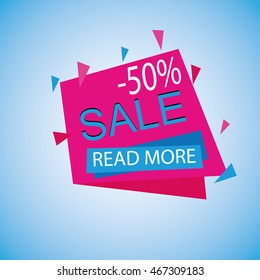 Sale banner template and special offer. 50% off. Vector illustration.