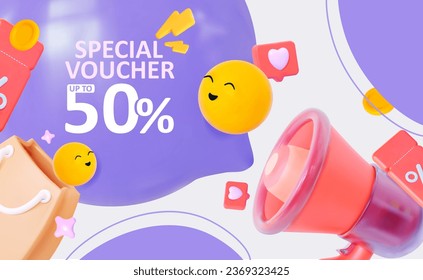 Sale banner. Template Special voucher for social media. Announcement of a sale at favorable prices. Template discounts for purchases on social networks.
