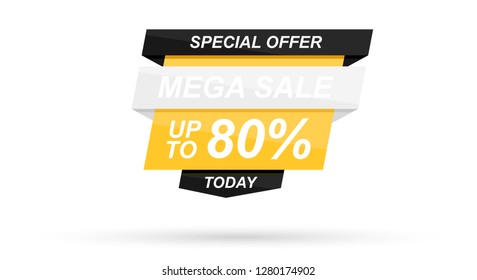 Sale banner template. Speech bubble. Abstract concept. Simple modern design. Black and yellow color. Special offer, black friday. Flat style vector illustration.