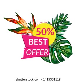 Sale banner template. Summer abstract geometric background. label backdrop. Promo or price badge for your seasonal design. 