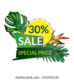 Sale banner template. Summer abstract geometric background. label backdrop. Promo or price badge for your seasonal design. 