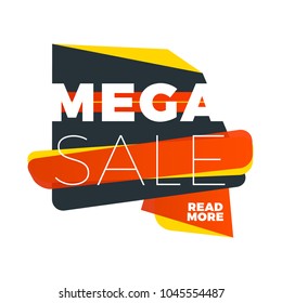 Sale banner template. Vector design element for your promotion. Red, yellow and black color theme. Rounded speech bubble