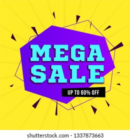 Sale banner template vector design. Big sale special offer. End of season offer. Vector illustration. Yellow background. 