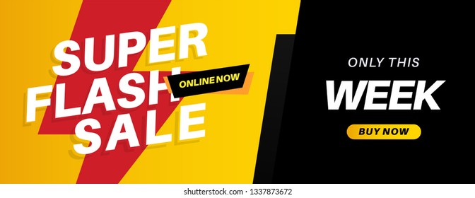 Sale banner template vector design. Big sale special offer. End of season offer. Vector illustration. Yellow and black background. 