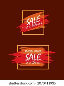 Sale Banner Template Vector Illustrations, Discount Sale Banner 30% off Weekend Offer