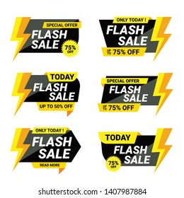 Sale banner templates design. Sale banner collection, discount tags, special offer tags. Cybersale discounts. Flash sale shopping icons.