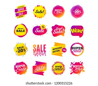 Sale banner templates design. Special offer tags. Cyber monday sale discounts. Black friday shopping icons. Best ultimate offer. Super shopping discount icons. Vector