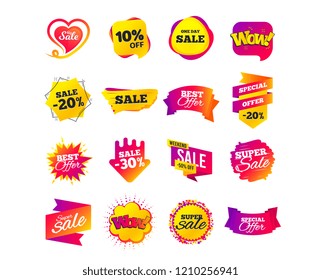 Sale banner templates design. Special offer tags. Cyber monday sale discounts. Black friday shopping icons. Best ultimate offer. Super shopping discount icons. Vector