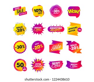 Sale banner templates design. Special offer tags. Cyber monday sale discounts. Black friday shopping icons. Best ultimate offer. Super shopping discount icons. Vector