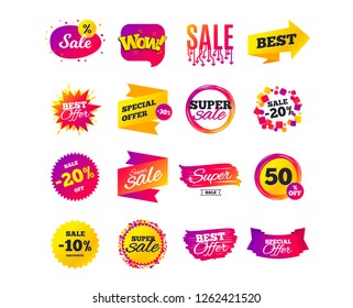 Sale banner templates design. Special offer tags. Cyber monday sale discounts. Black friday shopping icons. Best ultimate offer. Super shopping discount icons. Vector