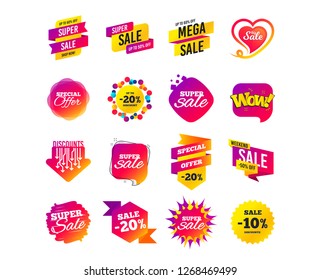 Sale banner templates design. Special offer tags. Cyber monday sale discounts. Black friday shopping icons. Best ultimate offer. Super shopping discount icons. Vector