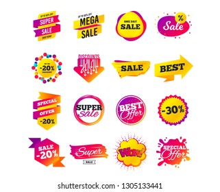 Sale banner templates design. Special offer tags. Cyber monday sale discounts. Black friday shopping icons. Best ultimate offer. Super shopping discount icons. Vector