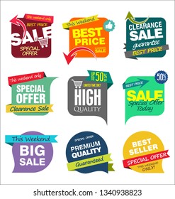 Sale banner templates design and special offer tags collection 