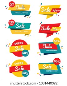 Sale banner templates design. Special offer tags. Cybersale discounts. Black friday shopping icons. Best ultimate offer. Super shopping discount icons. Vector 