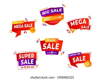 Sale banner templates design. Special offer tags. Super sale discounts. Flash sale discount. Mega offer. Big Sale. Special discount. Discount tag vector