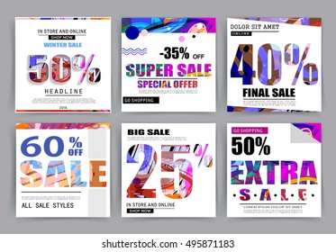 Sale banner templates, website and mobile website banners, posters, email and newsletter designs. Set of season sale templates
