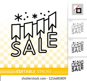 Sale Banner thin line icon. Outline sign of holiday shopping. Best Buy linear pictogram with different stroke width. Simple vector transparent symbol. Special offer editable stroke icon without fill