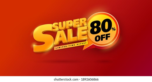 Sale banner transparency template design, Big sale special up to 80% off. Super Sale, end of season special offer banner. vector illustration.