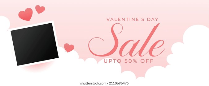 sale banner for valentines day event with image photo frame