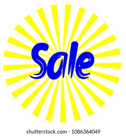 sale banner, vector illustration. yellow sun with rays