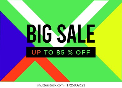 Sale banner vector illustration.Design template for social media, ads,  special offers, sales and discounts. Geometric abstract shapes with green, yellow, red, blue colors