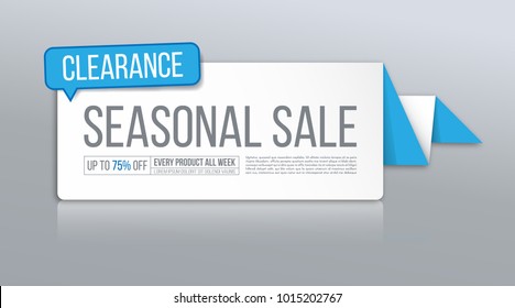 Sale banner vector. Seasonal special offer poster.