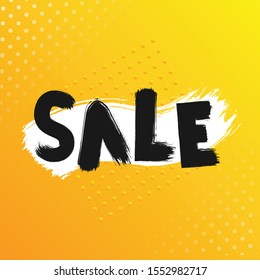 Sale banner vector template, brush sale, eye-catching sale banner