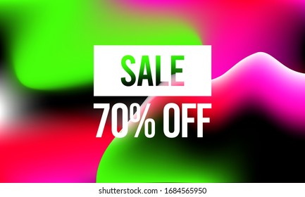 Sale banner vector template. Fluid abstract design for social media, ads,  special offers, sales and discounts. Gradient design with neon colors