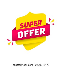 Sale banner vector template. Super sale special offer design. Flat web element.