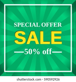 Sale banner. Vector web sticker. Special offer discount label. Template design background.