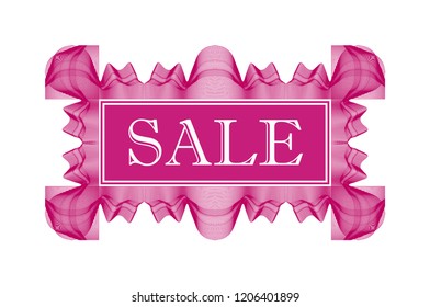 Sale  banner vignette in rectangular purple frame linear money style